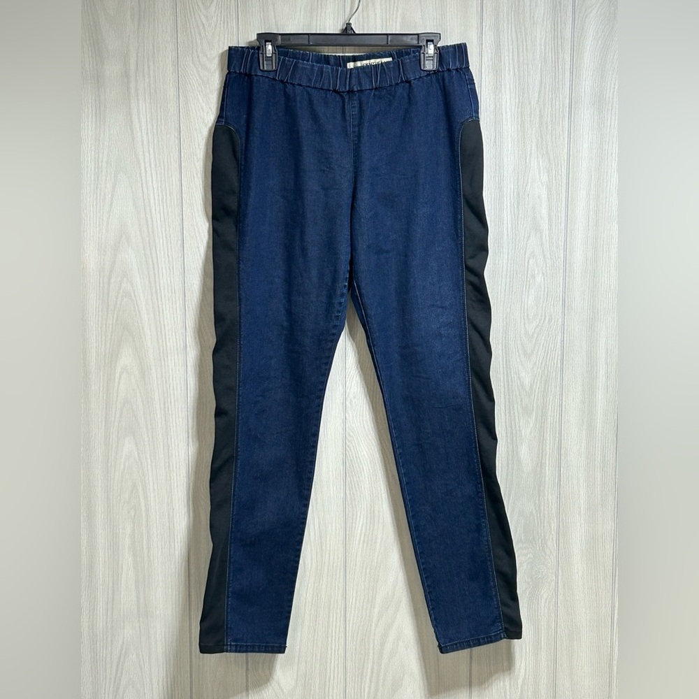 DKNY Jeans elastic waistband pants black side panels size 16